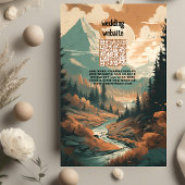 Carte D'accompagnement Rustic Mountain Forest Code QR Mariage À feuillage