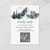 Carte D'accompagnement Rustic Mountain Forest Winter QR Code RSVP Mariage (Devant)