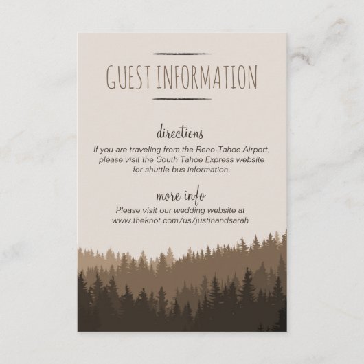 Carte D'accompagnement Rustic Mountain Guest Card en brun (Devant)
