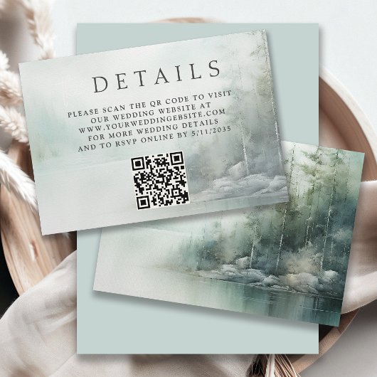 Carte D'accompagnement Rustic Mountain Lake Misty Pines Wedding Details