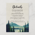 Carte D'accompagnement Rustic Mountain Mariage Détails sur l'invité<br><div class="desc">Que vous incluiez vos informations de bloc de chambre d'hôtel sur vos dates de sauvegarde ou vos invitations de mariage réelles, nous vous recommandons d'inclure ces détails sur un insert séparé pour lui donner l'attention qu'il mérite. La carte d'hébergement mariage doit correspondre au motif de vos invitations autant que possible....</div>