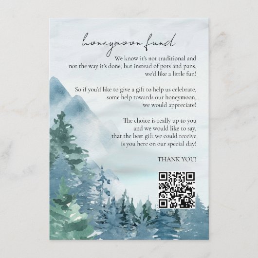 Carte D'accompagnement Rustic Mountains Honeymoon Fund Dusty Blue (Devant)