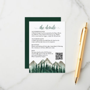 Carte D'accompagnement Rustic Mountains & Pine Détails du Mariage QR Code