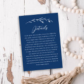 Carte D'accompagnement Rustic Navy Blue Fleur sauvage Détails du Mariage