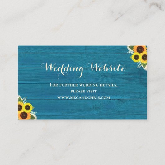 Carte D'accompagnement Rustic Pays Turquoise Sunflower Site Mariage (Devant)