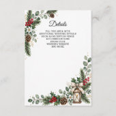 Carte D'accompagnement Rustic Pine Berries Winter Christmas Wedding (Devant)