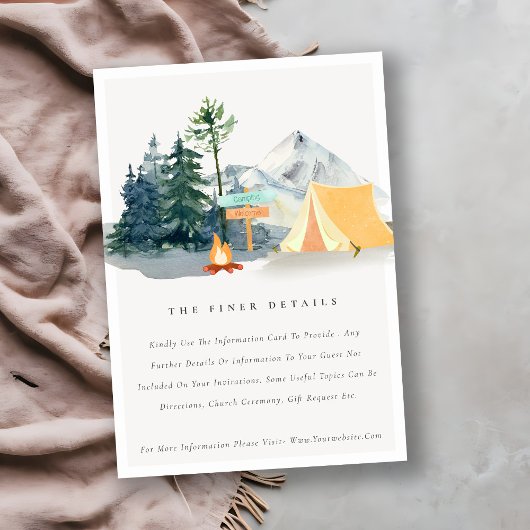 Carte D'accompagnement Rustic Pine Woods Camping Mountain Détails Mariage
