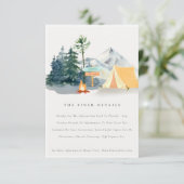Carte D'accompagnement Rustic Pine Woods Camping Mountain Détails Mariage (Debout devant)