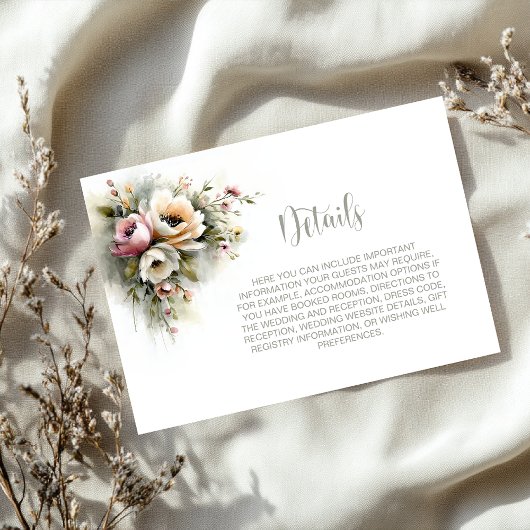 Carte D'accompagnement Rustic Pink and Orange Floral Wedding Details