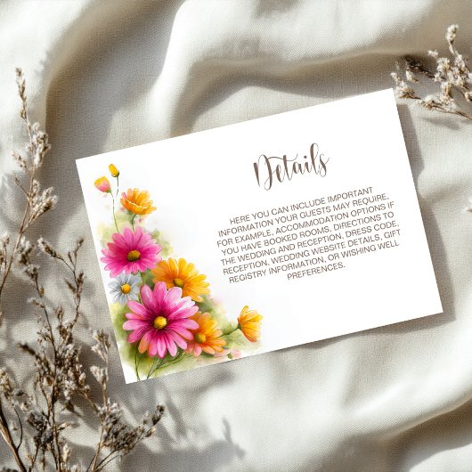 Carte D'accompagnement Rustic Pink Orange Floral Wedding Details