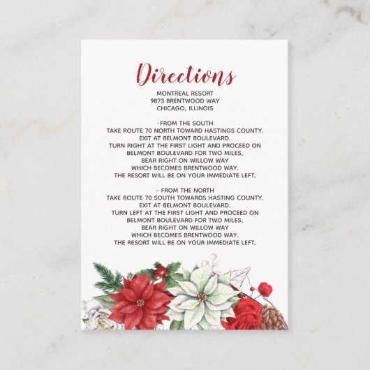 Carte D'accompagnement Rustic Poinsettia Winter Foliing Pine cône Détails (Devant)