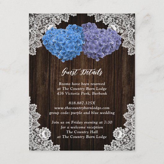 Carte D'accompagnement Rustic Purple and Blue Floral Enclosure Card (Devant)
