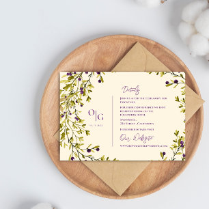 Carte D'accompagnement Rustic Purple Berry Greenery Détails du Mariage