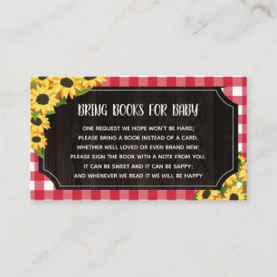 Carte D'accompagnement Rustic Red En vichy & Sunflower Livres Pour Bébé