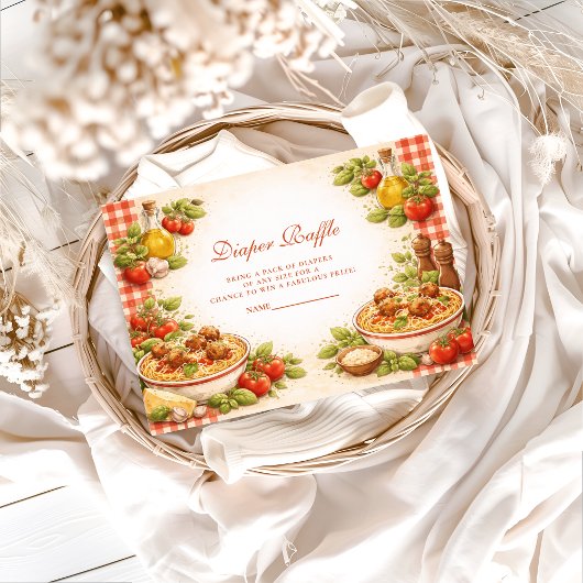 Carte D'accompagnement Rustic Red Gingham Little Meatball Diapper Raffle