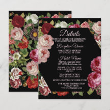 Rustic Red Pink Floral Greenery Black Detail