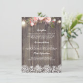 Carte D'accompagnement Rustic Rose Floral Mariage Information Invité (Debout devant)