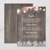 Carte D'accompagnement Rustic Rose Floral Mariage Information Invité (Devant / Derrière)