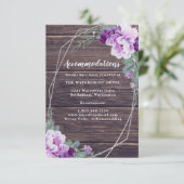 Carte D'accompagnement Rustic Silver & Purple Floral Détails Mariage Enc (Debout devant)