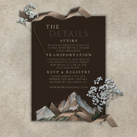 Carte D'accompagnement Rustic Snowy Mountain Landscape Watercolor Wedding