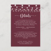 Carte D'accompagnement Rustic String Lights Bourgogne Détails du Mariage (Devant)