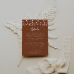 Carte D'accompagnement Rustic String Lights Terracotta Détails du Mariage<br><div class="desc">Cette corde rustique illumine la terre cuite détails mariage carte de boîtier est parfait pour un mariage classique. Le design comprend de belles lampes à cordes peintes à la main dans un arrière - plan en terre cuite.</div>