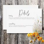 Carte D'accompagnement Rustic Summer Field Fleur sauvage Détails<br><div class="desc">Présentant notre carte simple mais exquise de détails de mariage, une célébration de l'amour au milieu de la sérénité de la beauté de la nature. Contre un arrière - plan blanc immaculé, un champ rustique d'aquarelle douce de fleurs sauvages délicats dans les tons pastel poussiéreux de jaune pâle, lavande, vert...</div>