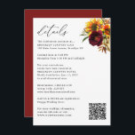 Carte D'accompagnement Rustic Sunflower Automne Bourgogne Détails Mariage<br><div class="desc">Moderne Rustique Rose de tournesol Peony Bourgogne Rouge violet Floral Aquarelle Automne Mariage campagnard d'automne Détails Carte de boîtier</div>