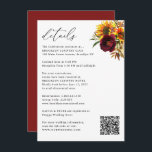 Carte D'accompagnement Rustic Sunflower Automne Bourgogne Détails Mariage<br><div class="desc">Moderne Rustique Rose de tournesol Peony Bourgogne Rouge violet Floral Aquarelle Automne Mariage campagnard d'automne Détails Carte de boîtier</div>