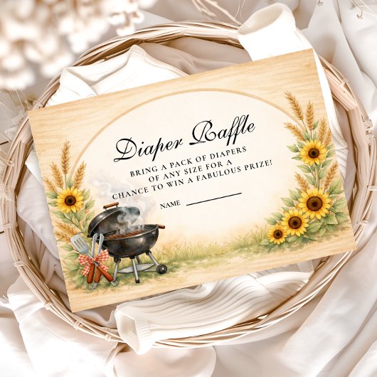 Carte D'accompagnement Rustic Sunflower Baby Q Diapper Raffle