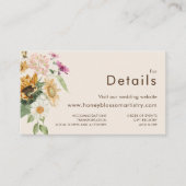 Carte D'accompagnement Rustic Sunflower Beige Mariage Détails du site web (Devant)