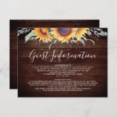 Carte D'accompagnement Rustic Sunflower Bloom Informations sur l'invité (Devant / Derrière)