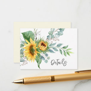 Carte D'accompagnement Rustic Sunflower Eucalyptus Détails Mariage