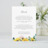 Carte D'accompagnement Rustic Sunflower Eucalyptus Détails Mariage (Debout devant)
