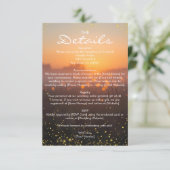 Carte D'accompagnement Rustic Sunset Nature Fireflies Wedding Details (Debout devant)