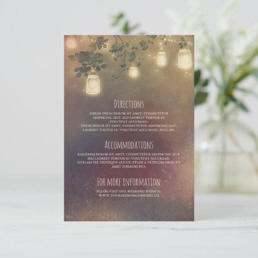 Carte D'accompagnement Rustic Tree Branches et Mason Jars Mariage détails (Debout devant)