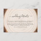 Carte D'accompagnement Rustic Tree Ring Wood Grain Wedding Details  (Devant)