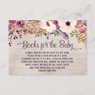 Carte D'accompagnement Rustic Tribal Floral Livres pour Baby Insert Card