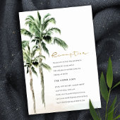 Carte D'accompagnement Rustic Tropical Beach Palm Tree Réception de maria
