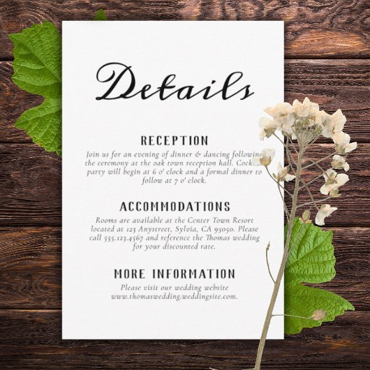 Carte D'accompagnement Rustic Vineyard Script Mariage