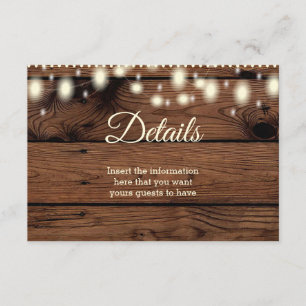 Carte D'accompagnement Rustic Vintage Pays Détails Mariage d'informations