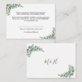 Carte D'accompagnement Rustic Watercolor Eucalyptus Wreath Mariage Détail (Devant / Derrière)