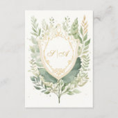 Carte D'accompagnement Rustic Watercolor Greenery Wedding Details (Devant)