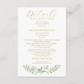 Carte D'accompagnement Rustic Watercolor Greenery Wedding Details (Dos)