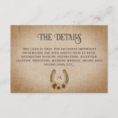 Carte D'accompagnement Rustic Western Horseshoe Sunflower Détails du Mari (Devant)