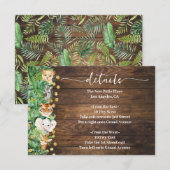 Carte D'accompagnement Rustic Wild Safari Animaux Détails du Baby shower (Devant / Derrière)