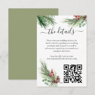 Carte D'accompagnement Rustic Winter Berry Pine Mariage de verdure