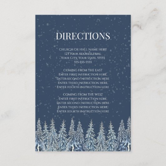 Carte D'accompagnement Rustic Winter Forest Wedding Direction Insert (Devant)
