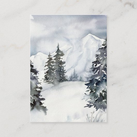 Carte D'accompagnement Rustic Winter Mountain Code QR Réponse du Mariage (Dos)