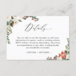 Carte D'accompagnement Rustic Winter Poinsettia Floral Détails du Mariage<br><div class="desc">Rustic Winter Poinsettia Floral Mariage Details Card. (1) Pour plus de personnalisation, cliquez sur le lien "customiser plus loin" et utilisez notre outil de conception pour modifier ce modèle. (2) Si vous préférez les papiers plus épais / Finition mat, vous pouvez envisager de choisir le type de papier mat. (3)...</div>